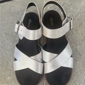 Clarks Women's Metallic Silver Sandals